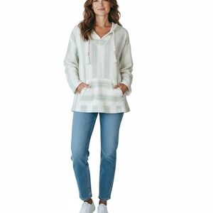 Southern Spirit Pullover Baja Hoodie Striped‎ Pastel Beachy Cozy Relaxed XL